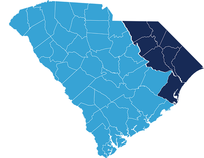 A map of counties in SCDR